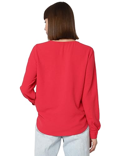 VERO MODA Women Solid Polyester Regular Fit Orange Shirt