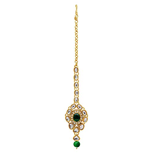Peora Kundan Pearl Maroon Layered Long Jewellery Necklace Set with Earring Maang Tikka Earrings for Women