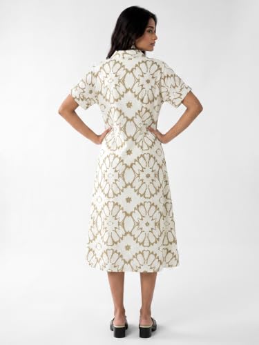 Max Women Printed Shirt Dress (White_XS)