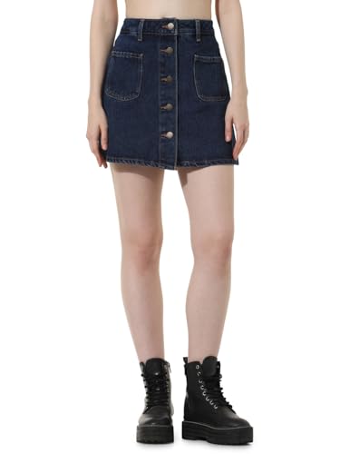 ONLY Women Washed Cotton Blend High Rise Blue Skort