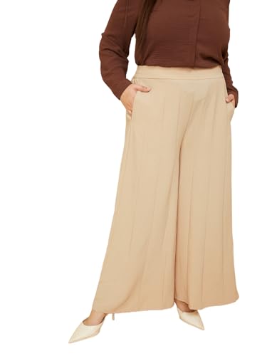 Max Women Panelled Flared Trousers (Beige_3XL)