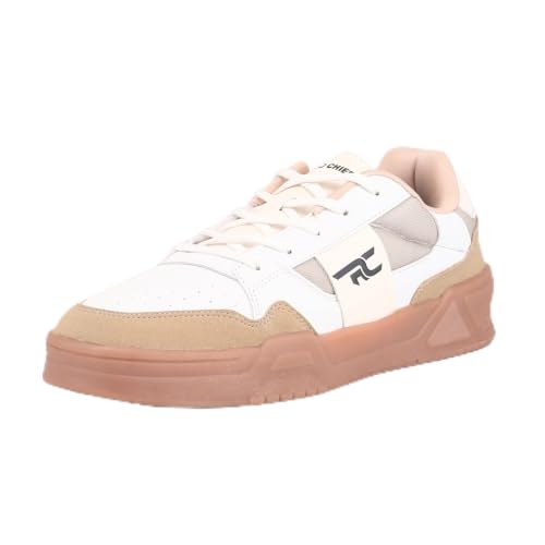 Red Chief Men’s Sneaker | Beige-White Lace-Up Low Ankle Athletic Shoe with Breathable Mesh & PU (C6019)