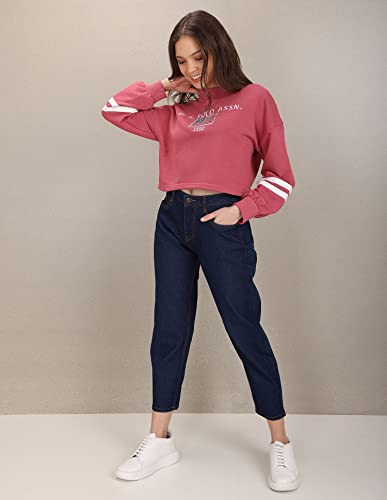 U.S. POLO ASSN. Dark Pink Crew Neck Brand Embroidered Sweatshirt