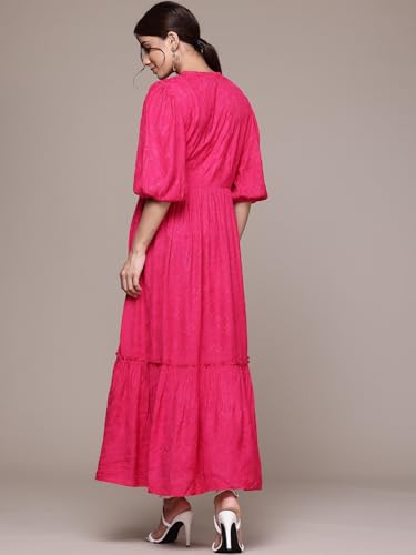 Aarke Ritu Kumar Fushia Oryn Solid Long Dress