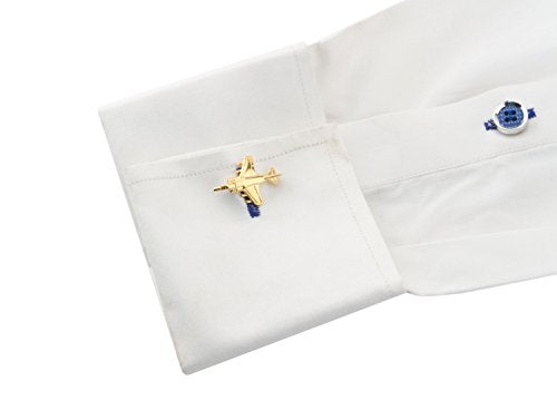 Knighthood Golden Jet Plane Cufflinks for Men