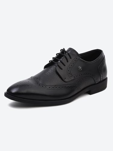 Monte Carlo Mens Black Solid Leather Slip On Compamporary Brogue Shoes - 201856FW-1-11