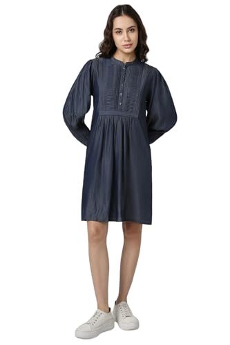 Van Heusen Women Navy Textured Casual Dress