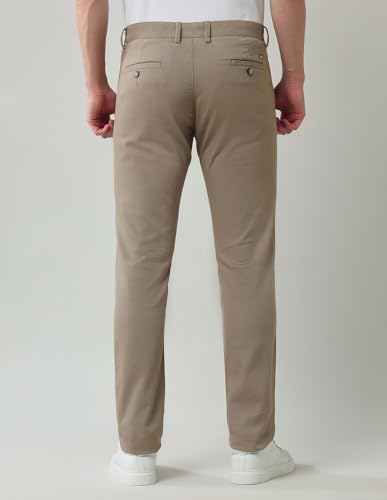 Arrow Sports Men's Brown Solid Mid Rise Cotton Button Slim Fit Flat Front Slant Pocket Trousers (ASAJTR2509_Brown_38)