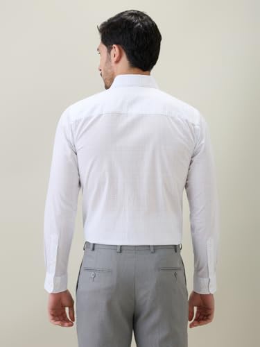 Raymond Men Regular Fit Checks Pattern Pure Cotton Semi Cutaway Collar Full Sleeve Formal Shirt Blue