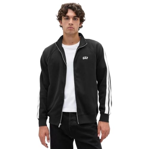 GAP Men's Full Sleeve Stylised Neck Oversize Fit Solid Sweatshirt,Black,XL