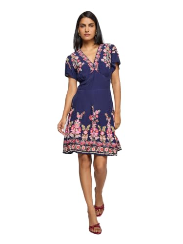 Label RITU KUMAR Navy Bloomsberry Short Dress