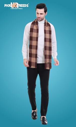 Pick Ur Needs Men's & Women Muffler With Elegant Design Woolen Blend Soft Fabric Stylish For Unisex (Brown)
