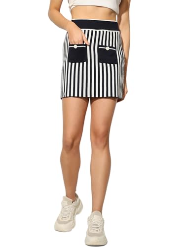 ONLY Women Regular Fit Mid-Rise Navy Skirt