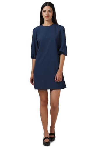 Van Heusen Women's Polyester Modern Mid-Thigh Length Dress (VWDRURGFV22239_Navy