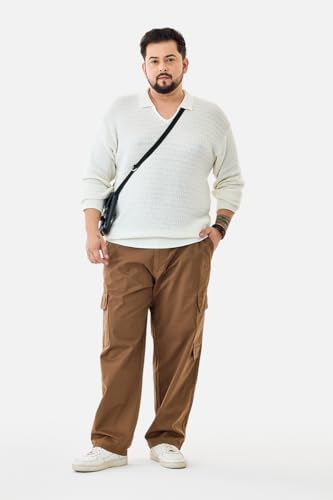 SNITCH Men Plus Size Tshirt | Textured Knit Design with Relaxed Fit | Premium Cotton Blend Fabric & Full Sleeve Pullover | Casual Wear for Everyday Comfort | White