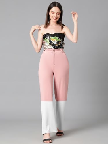 KOTTY Women's Straight Leg High-Rise Stylish Designer Trousers(Multicolor,26)