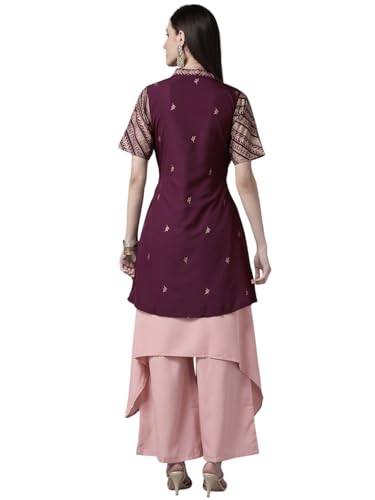 Ahalyaa Women's Polyester Kurta Sets (AHKUPZJK-COMBO-338_Purple