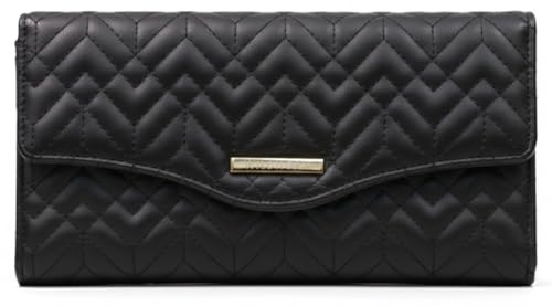 WildHorn Women’s Vegan Leather Wallet | Multiple Card Slots with ID Window | Zip Coin Pocket | Elegant Quilted Design | Spacious & Stylish Ladies Purse (Black)