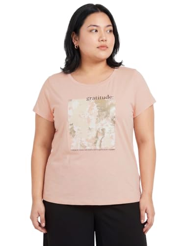 Max Women Metallic Printed T-Shirt (Pink_6XL)