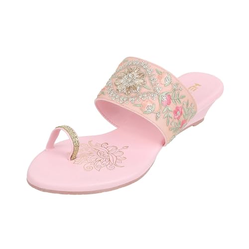 Metro Women Pink Ethnic Wedge Heel Sandal UK/3 EU/36 (32-581)