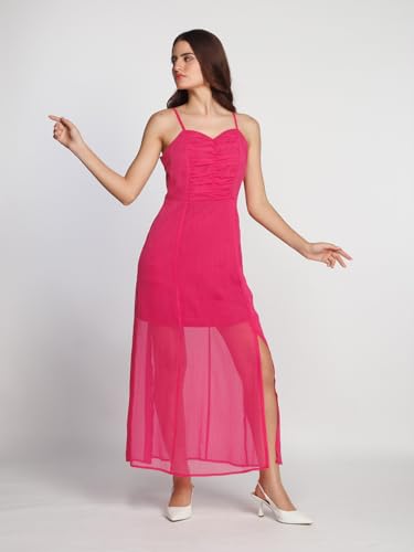 Zink London Women's Pink Solid Maxi Dress