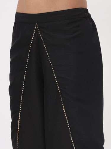 studio rasa Women's Chroma Solid Embellished Dhoti for Festive Wedding Fusionwear (BTWC52305M_Black_Medium)