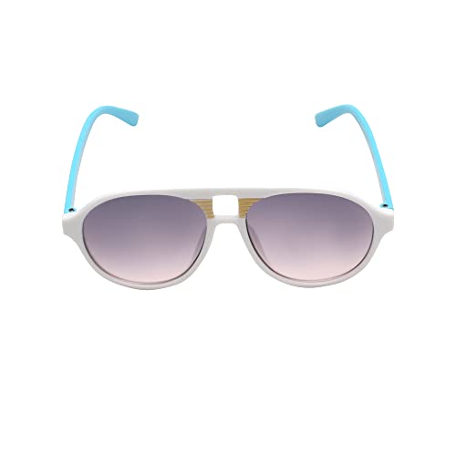 SPIKY Unisex Kids Aviator Sunglass With Protective Case White & Blue Frame Black Lens, Free Size - (Pack of 1)