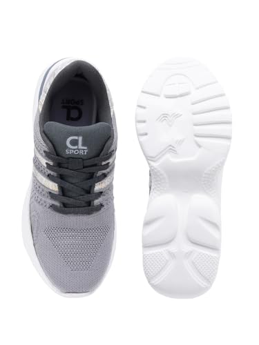 Carlton London Women L Grey Comfortable Lace-Up Snakeer with Heels, for for Casual, Walking & Daily Use (39)