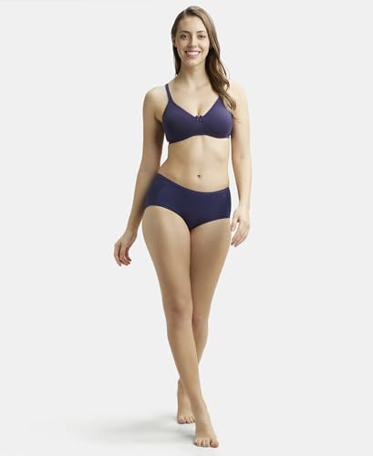 Jockey 1722 Women's Wirefree Non Padded Super Combed Cotton Elastane Stretch Medium Coverage Everyday Bra with Concealed Shaper Panel_Classic Navy_36D