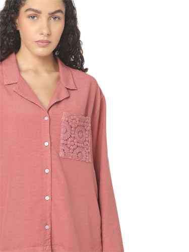 Vero Moda Women's Viscose Relaxed Fit Pink Shirt