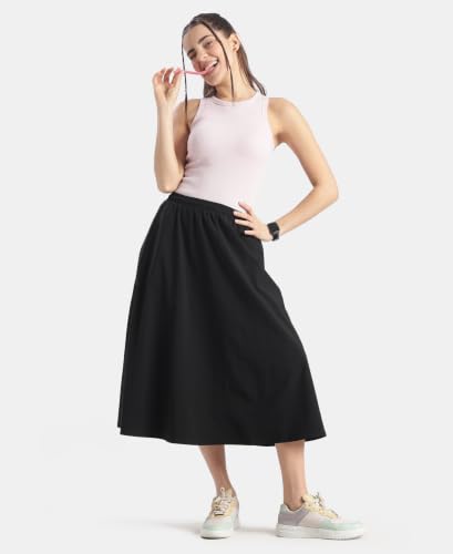 Jockey WZ29 Women Microfiber Fabric Skirt with Side Pockets_Black_XXL