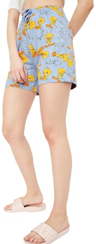 Max Women Tweedy Printed Knit Shorts (SU24CLD20LIGHT BLUE)_XS