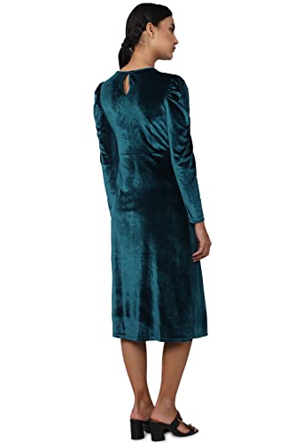 Van Heusen Women's Polyester Classic Below The Knee Dress (VWDRERGFA24531_Navy
