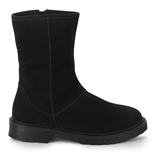 YOHO Black Boot For Women Stylish and Comfortable| Mid Ankle Boot and Anti Skid Sole |Trendy, Zipper Casual Boots for Womens, Outdoor and Holiday Outings| Size-6