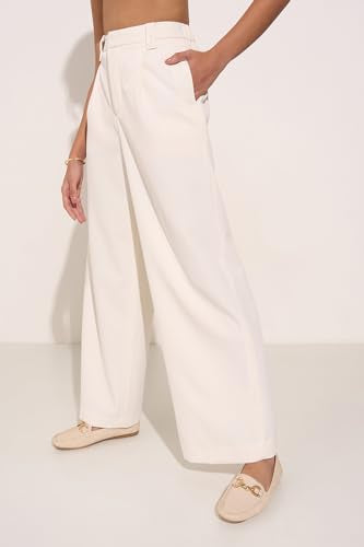 Annabelle by Pantaloons Women's Wide Leg Fit Pants (110158785005_Cream