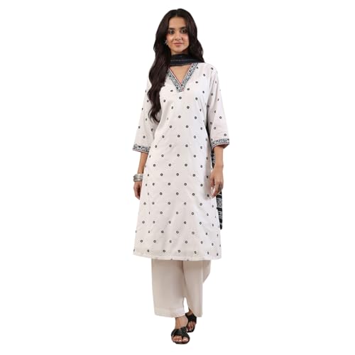Biba Women Black Cotton Straight Suit Set_36