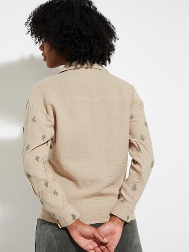Max Alaya F x URB_N Women Embroidered Shirt (Beige_S)