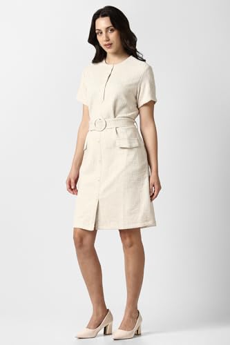 Women Beige Textured Formal Dress
