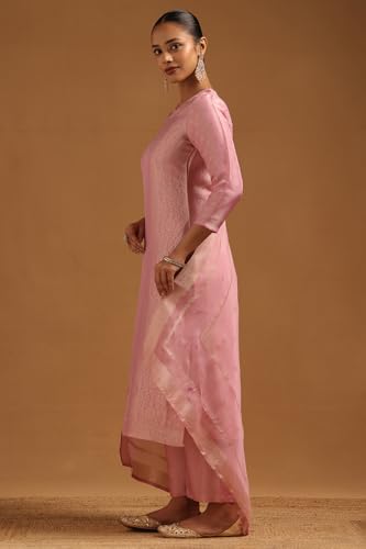 Soch Womens Pink Viscose Blend Zari Woven Salwar Suit With Sequins