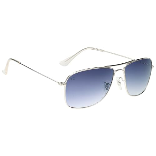 French Connection|Silver Full Frame Square Sunglasses|100% UV Protected (Uv 400) Grey Gradient Faded Lens|Men's|Large|FC 7638 C3 58 S