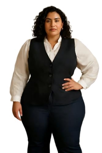 TIPTOP TRENDS Women's Black Waistcoat-Slim Fit Western Waistcoat for Women & Girls | Black | XXL