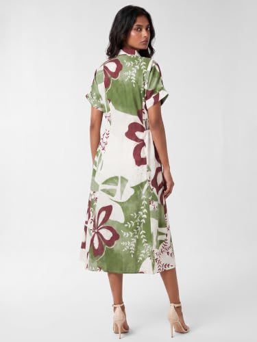 Max Women Printed Midi Dress (Green_XS)