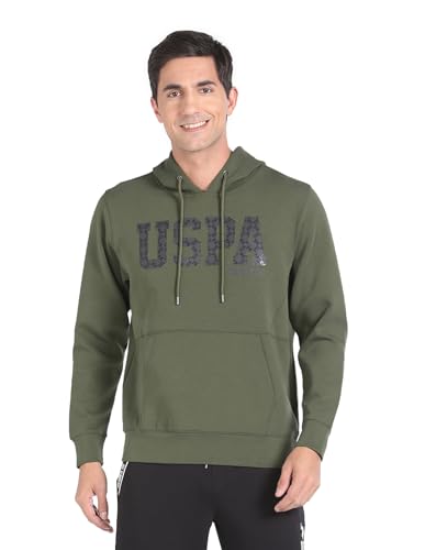 U.S. POLO ASSN. Brand Print Hooded Sweatshirt Olive