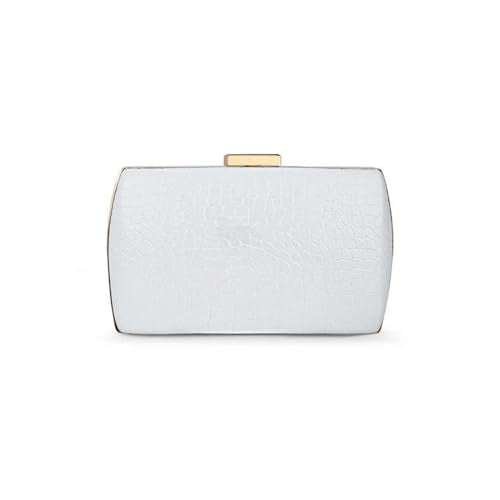 Lavie Lx Glossy Synthetic Zipper Closure Women's Clutch (WHITE, LARGE)