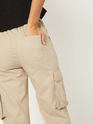 Max Women Solid Cargos (Beige_M)