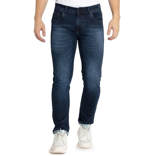 Status Quo Mens Straight Slim Fit Dark Washed Denim