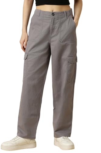 Allen Solly Women's Regular Casual Pants (AHTFCRGFU40117_Grey