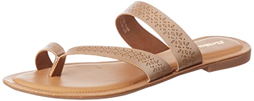 Bata womens SHINE TR Beige Flat Sandal