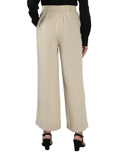 Vero Moda Women's Flared High Rise Beige Pants
