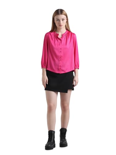 ONLY Women Solid Polyester Pink Shirt
